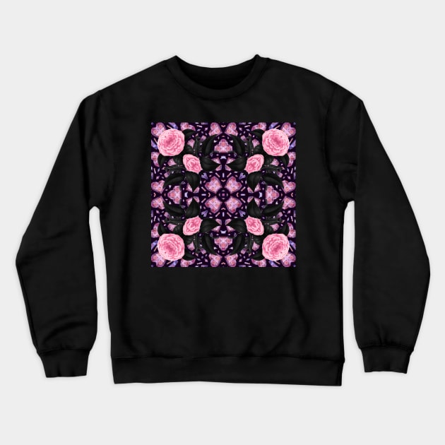 Crystal Hearts and Flowers Valentines Kaleidoscope pattern (Seamless) 5 Crewneck Sweatshirt by Swabcraft